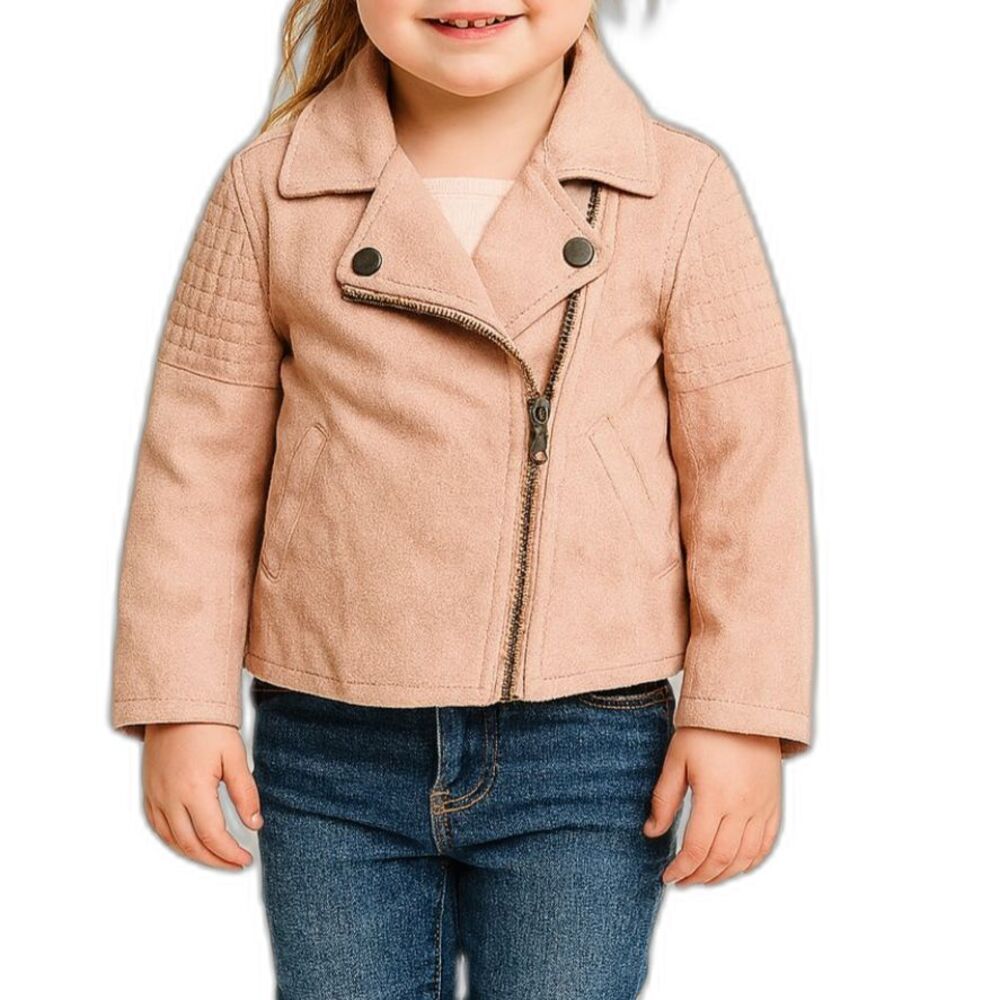🔥5 for $30🔥 Art Class Girls’ Light Pink Faux Suede Moto Jacket | Size 2T